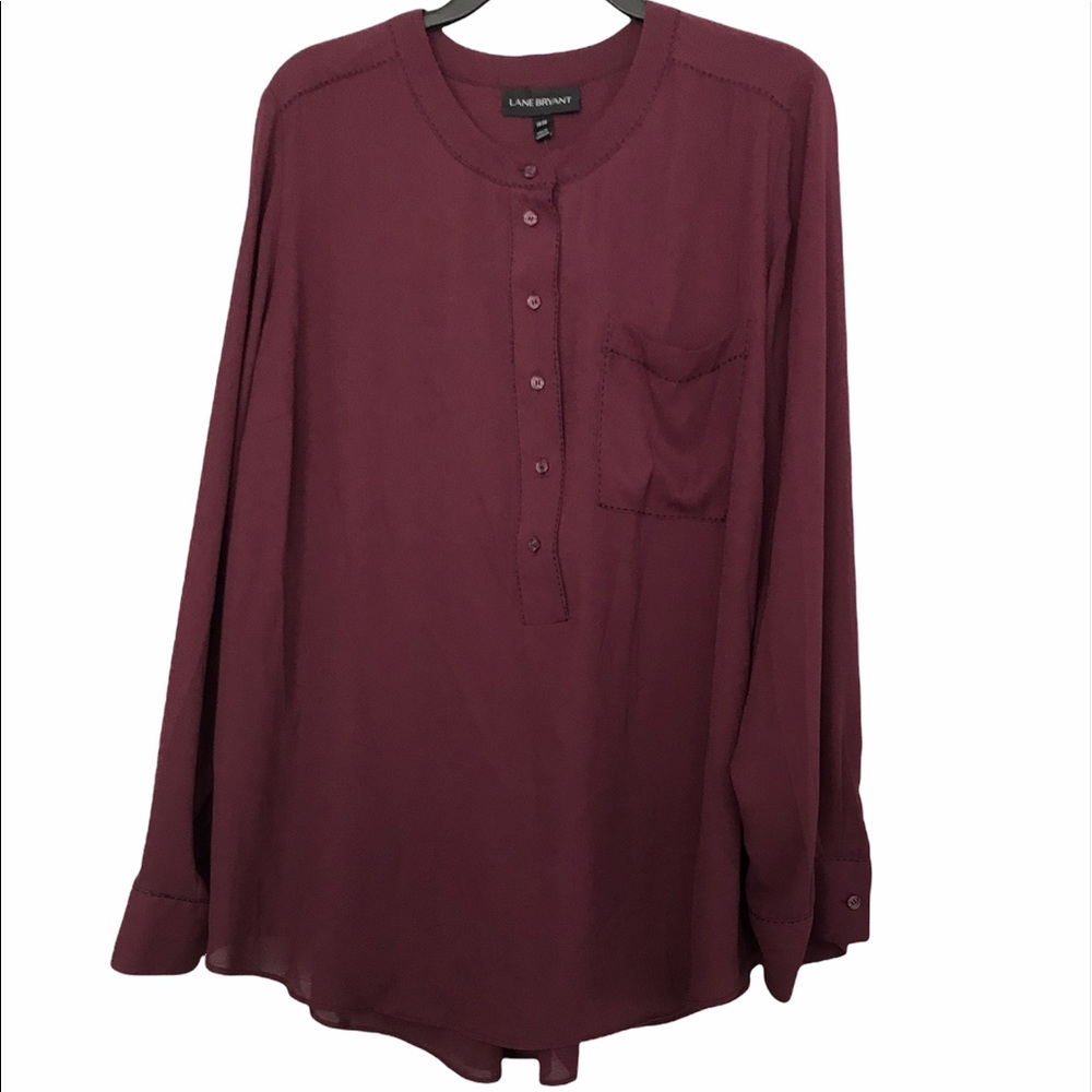 Lane Bryant Burgundy Long Sleeve Blouse Size18/20